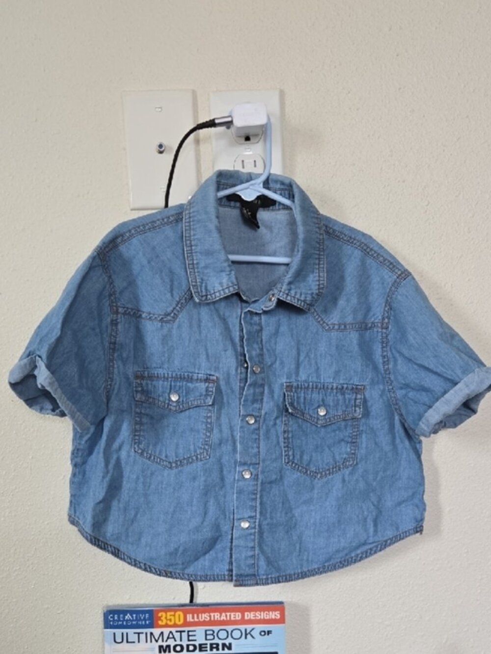 Cropped Denim Button Down Shirt